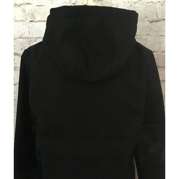 Fabletics Black Pella Faux Leather Trim Hooded Fleece Coat Jacket Size Small - Picture 5 of 6